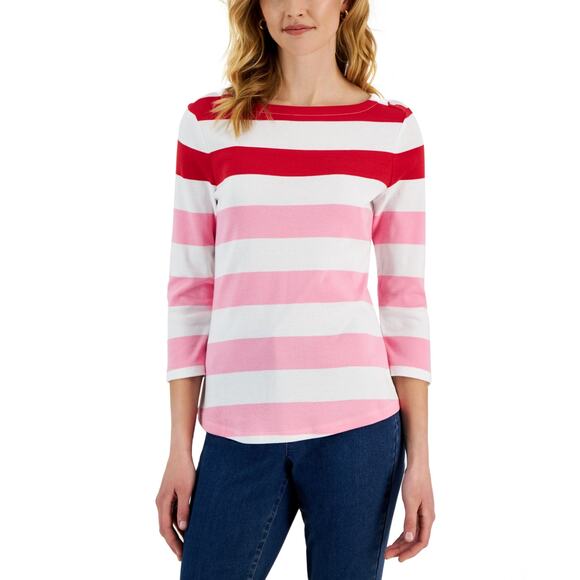 Charter Club Women's Striped Boat-Neck 3/4-Sleeve Top XXL NWT - Picture 1 of 2
